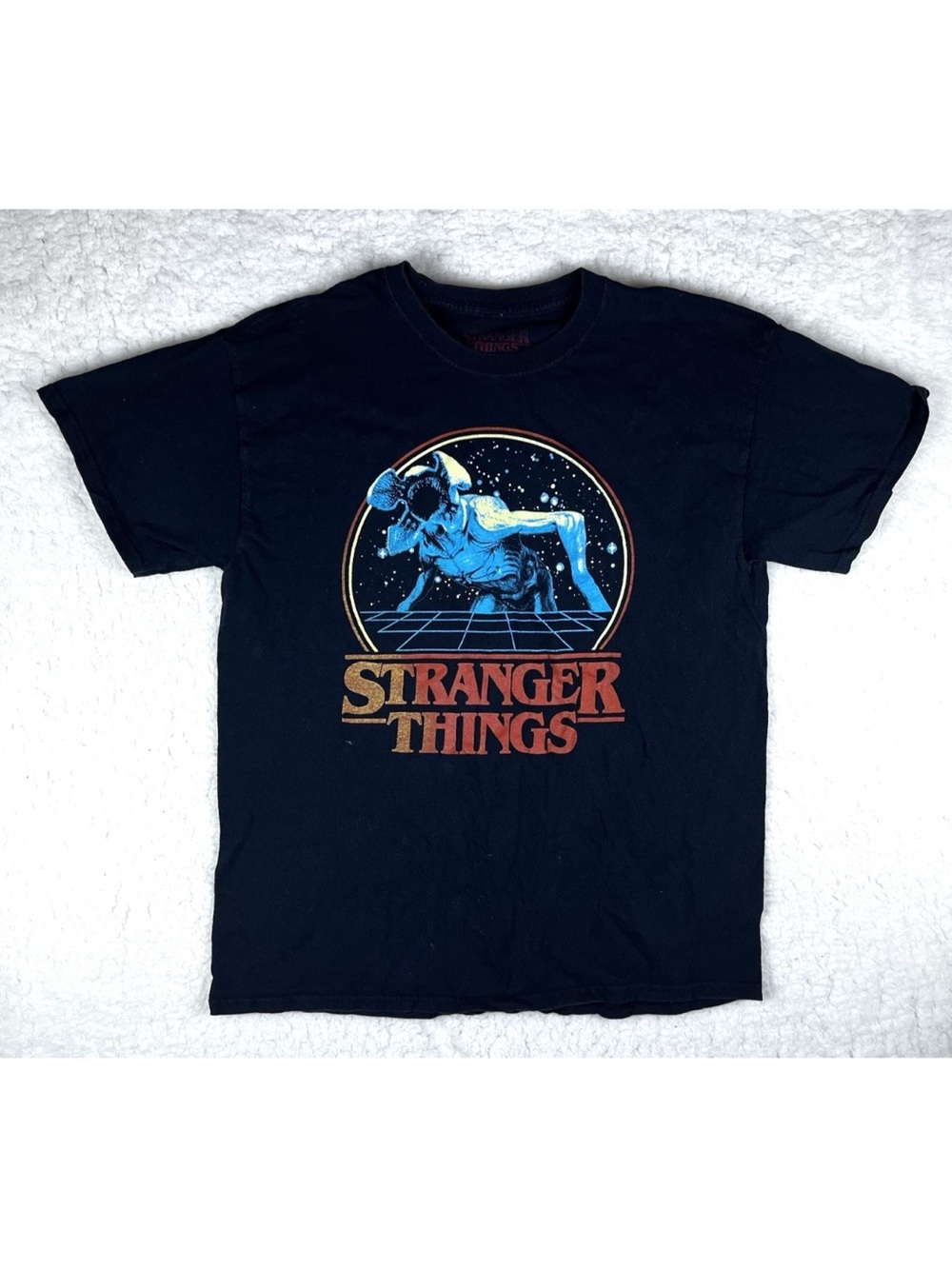 Stranger Things Mens XL Black Graphic Tshirt Demogorgon Monster Netflix Horror